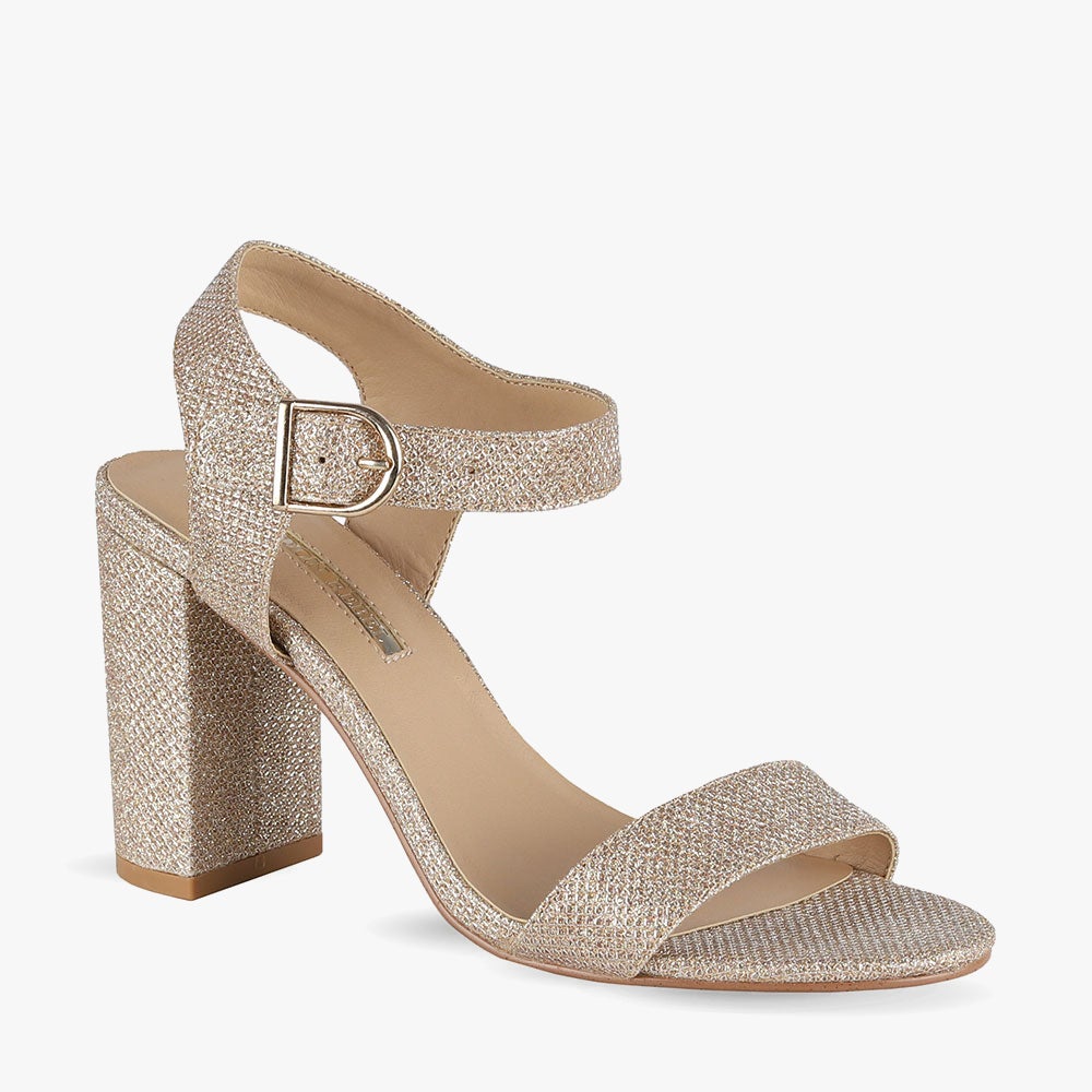 French Connection strappy heeled sandals in gold | ASOS