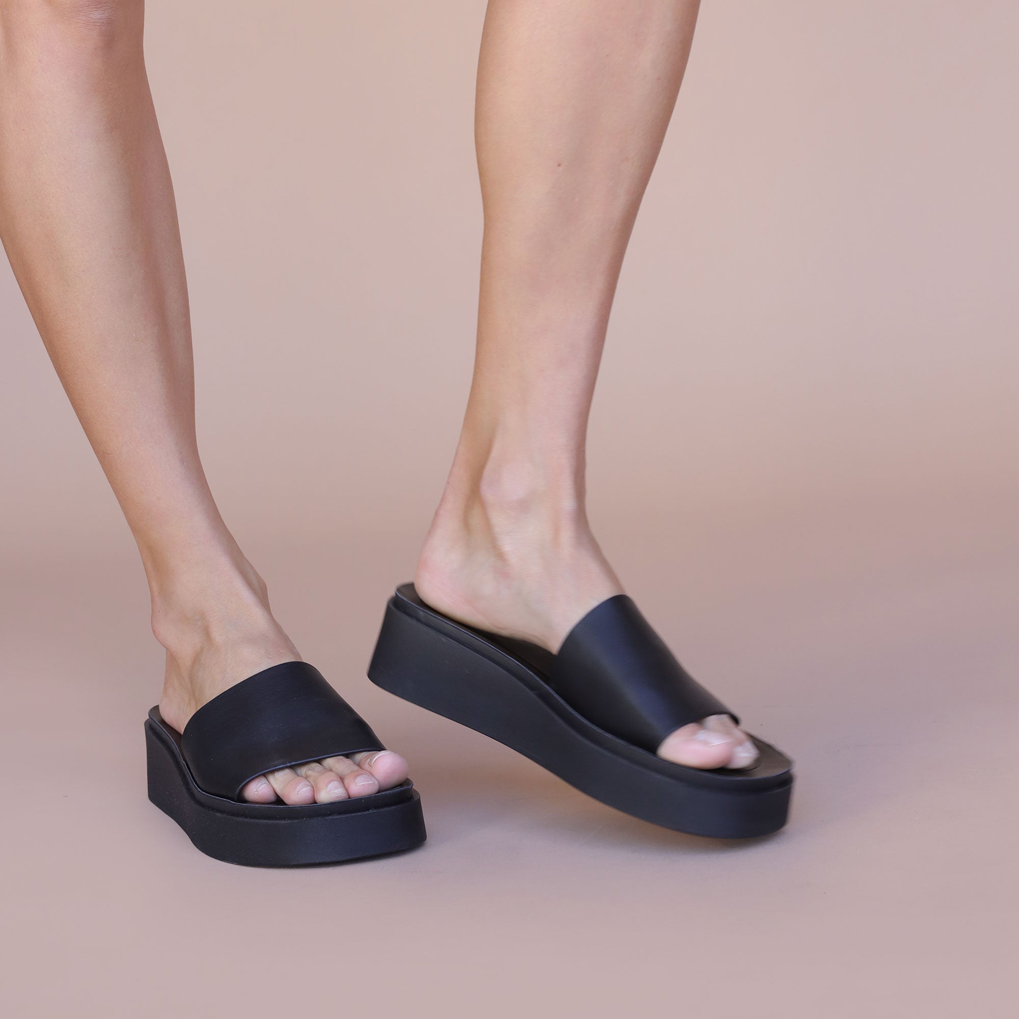 Cosmo by Sandal Black Wedge Sandal Famous Footwear