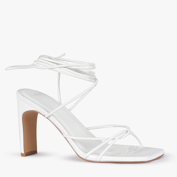 Lace Up Womens White Heeled Sandals Atlas Lace Up White UK EU 36 US